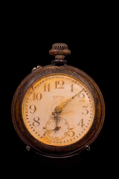 Ausstellung TITANIC Ausstellungszentrum Lokschuppen Rosenheim: Taschenuhr von Albert Wirz © Axel Jusseit