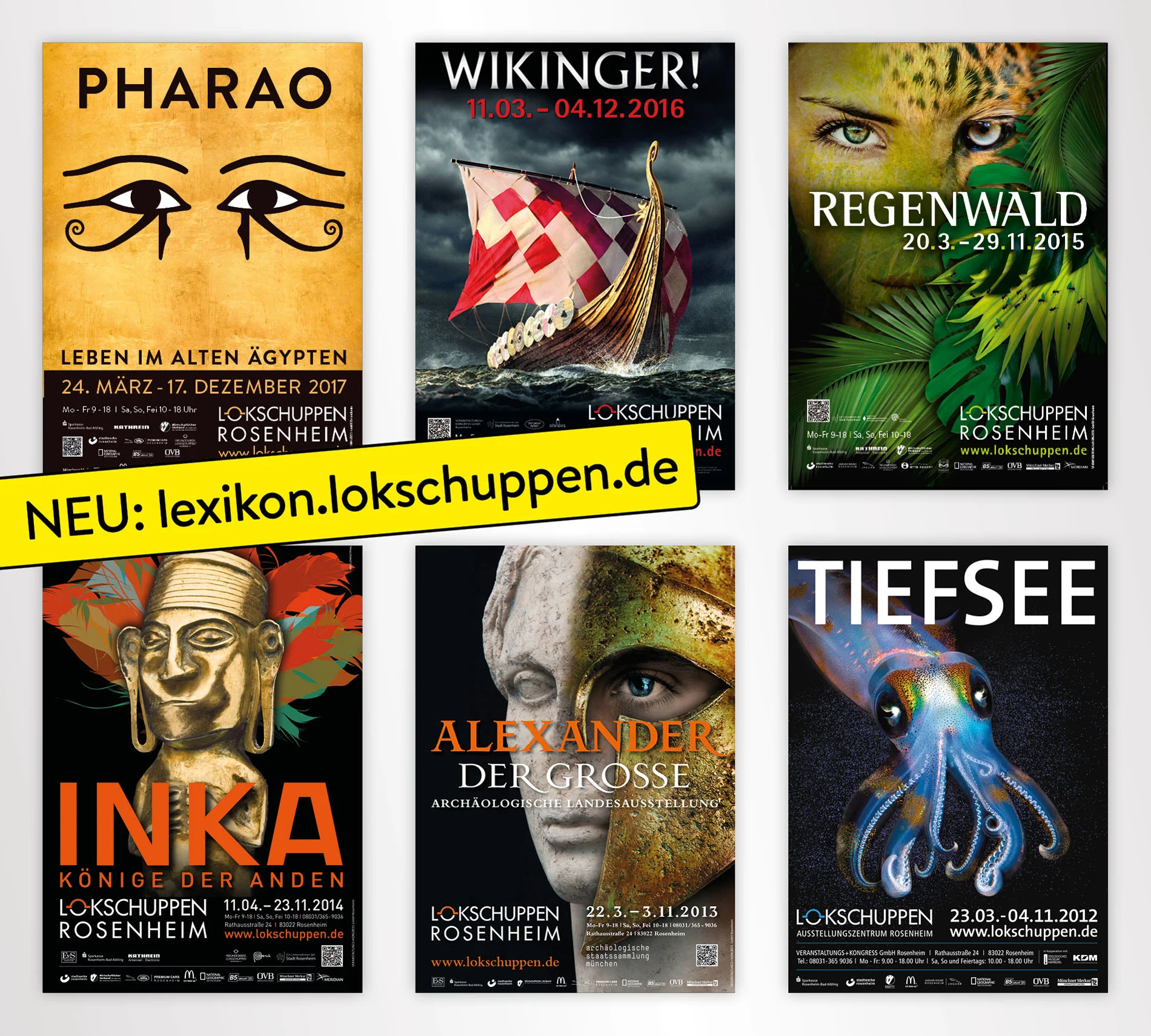 Sechs Plakate von Altausstellungen